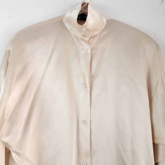 Vintage Ralph Lauren Silk Blouse in Cream Size 6 Long Sleeve Button Down - Picture 2 of 9